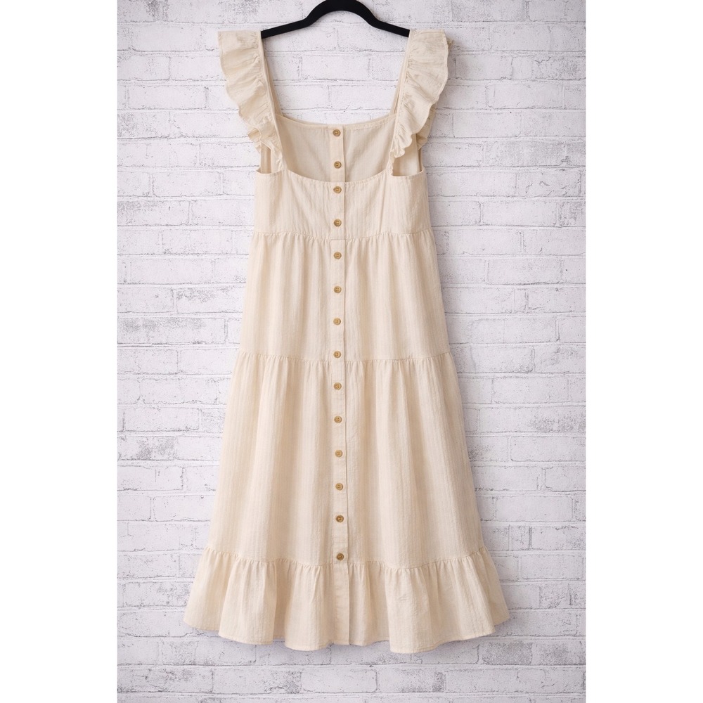 Perch by Blu Pepper Cream Ruffle Tiered Button Front Midi Dress Plus Size 3XL